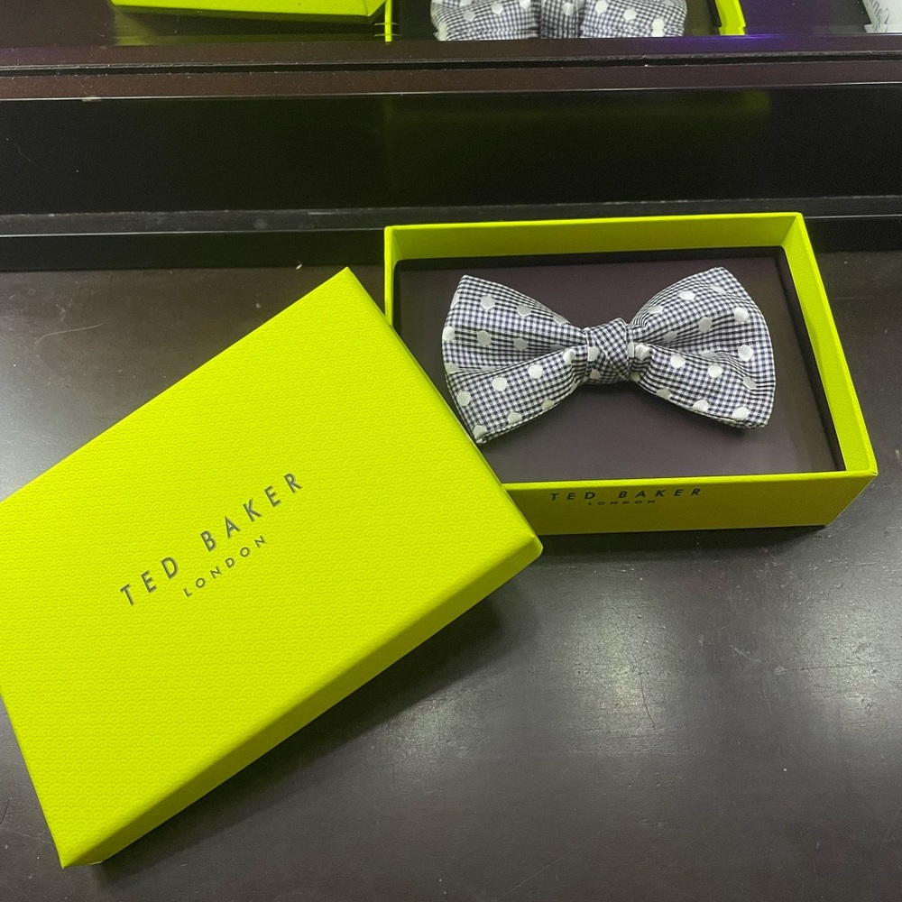 Ted Baker Polka Dot Navy/Grey Bow Tie